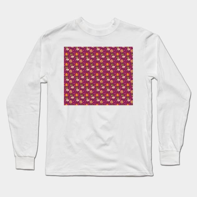 Cutesy Colorful Halloween Pattern Long Sleeve T-Shirt by saradaboru